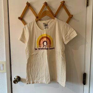 100% organic cotton Everyone Is Welcome Here tee, size M